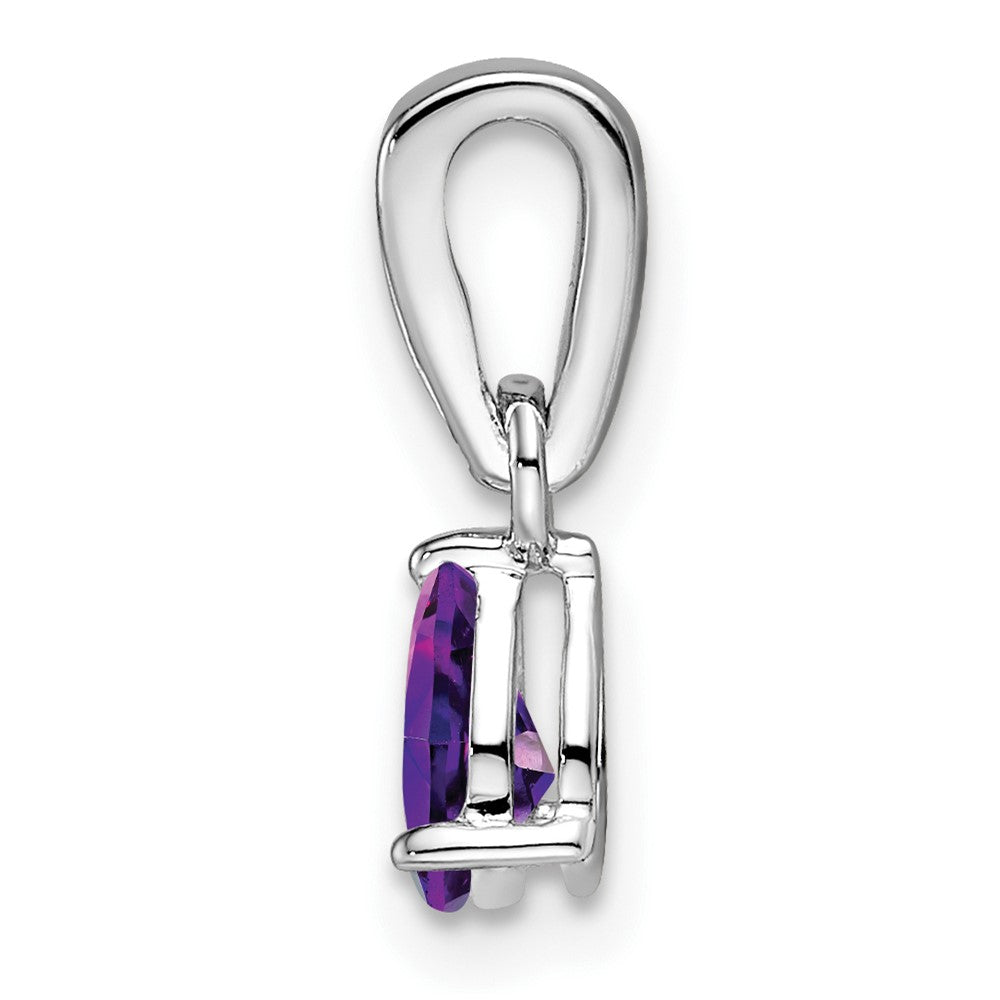 14K White Gold Pear Amethyst and Diamond Pendant (0.55 grams)