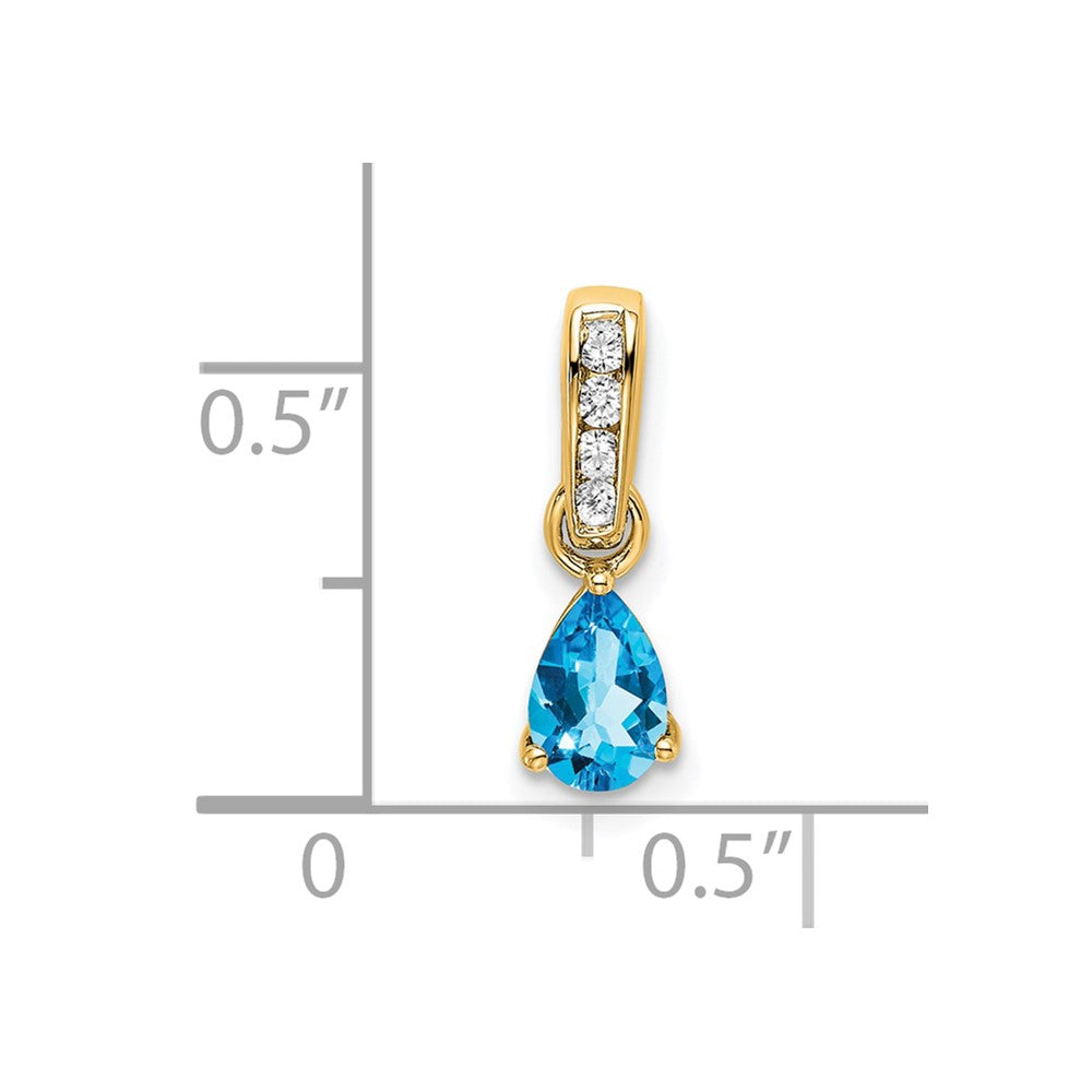 14K Pear Blue Topaz and Diamond Pendant (0.55 grams)
