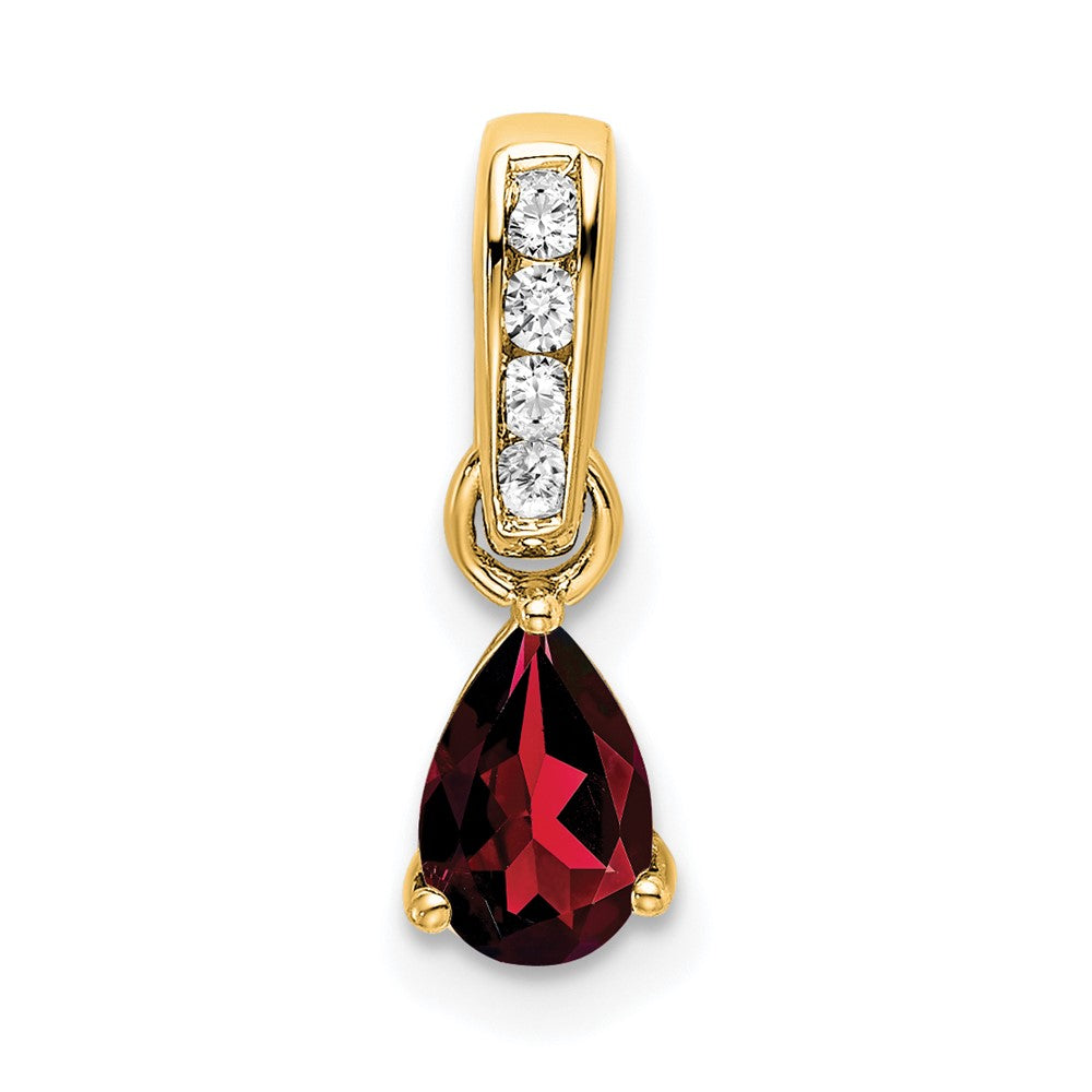 14K Pear Garnet and Diamond Pendant (0.55 grams)