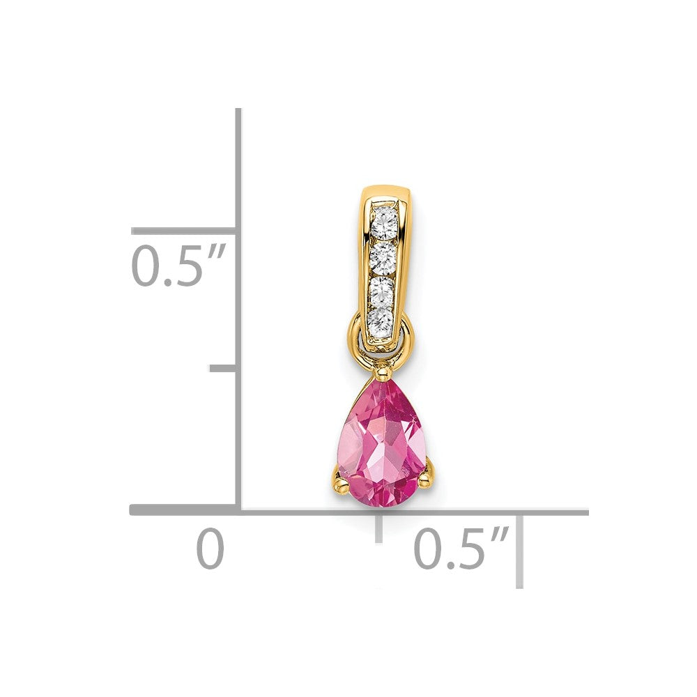 14K Pear Pink Tourmaline and Diamond Pendant (0.55 grams)