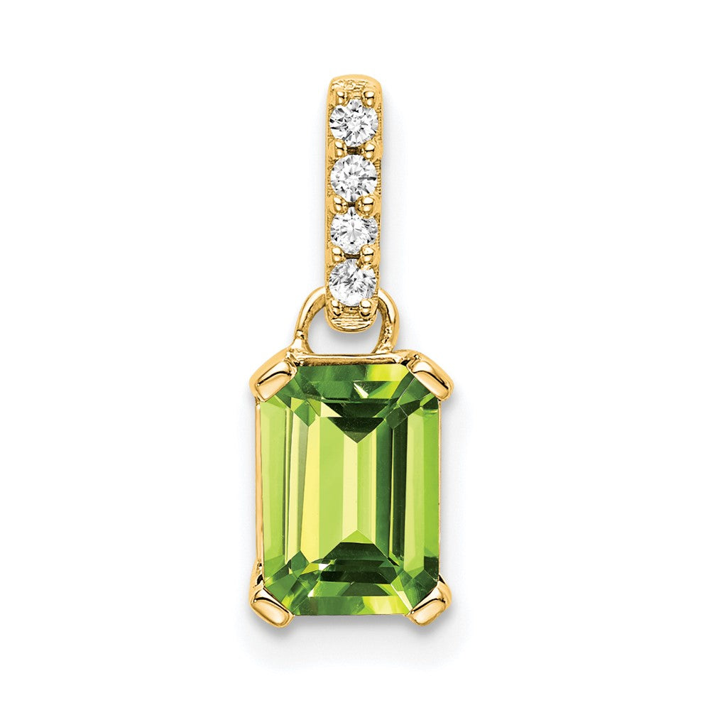 14K Peridot and Diamond Pendant (0.85 grams)