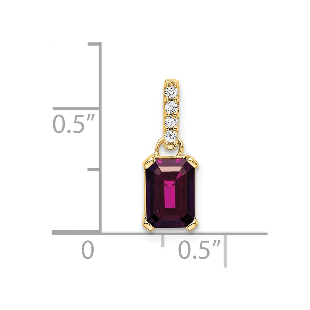 14K Rhodolite Garnet and Diamond Pendant (0.85 grams)