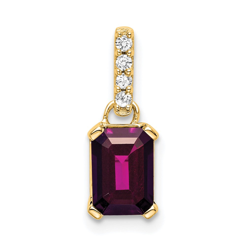 14K Rhodolite Garnet and Diamond Pendant (0.85 grams)