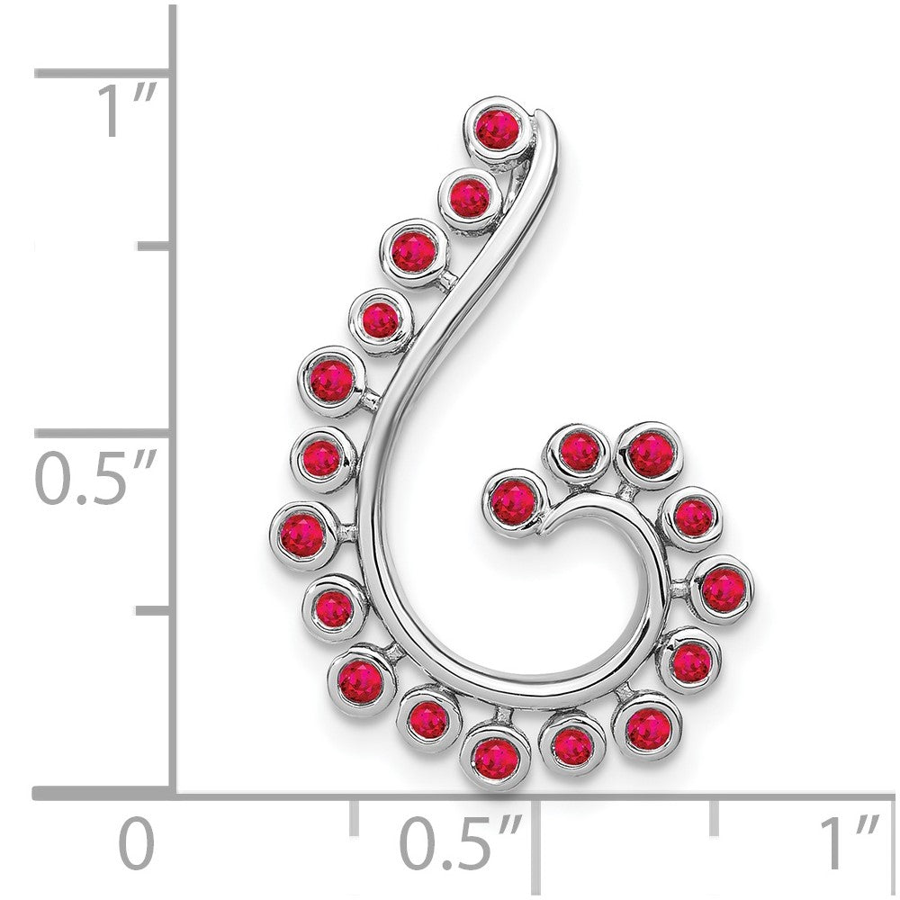 14k White Gold Ruby Swirl Chain Slide (2.6 grams)