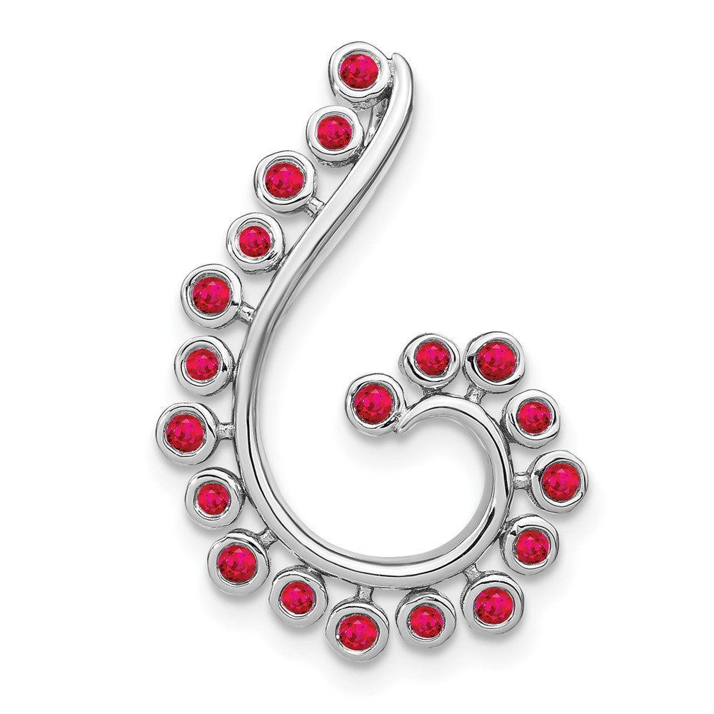 14k White Gold Ruby Swirl Chain Slide (2.6 grams)