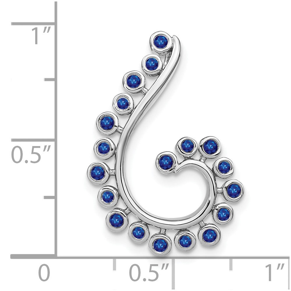 14k White Gold Sapphire Swirl Chain Slide (2.6 grams)