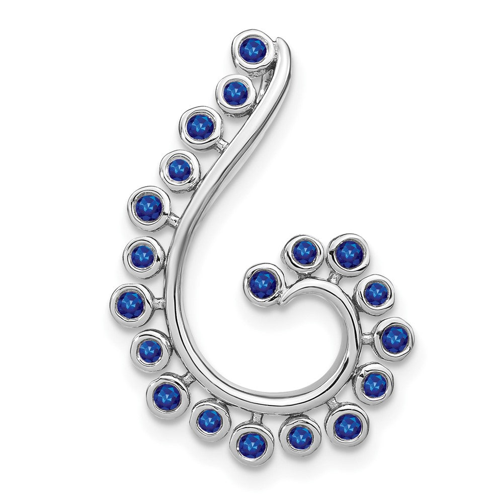 14k White Gold Sapphire Swirl Chain Slide (2.6 grams)