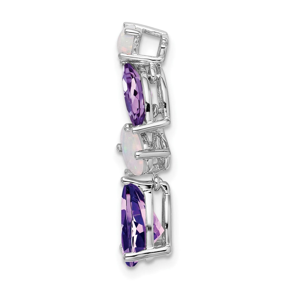 14k White Gold Amethyst and Opal Chain Slide (1 grams)