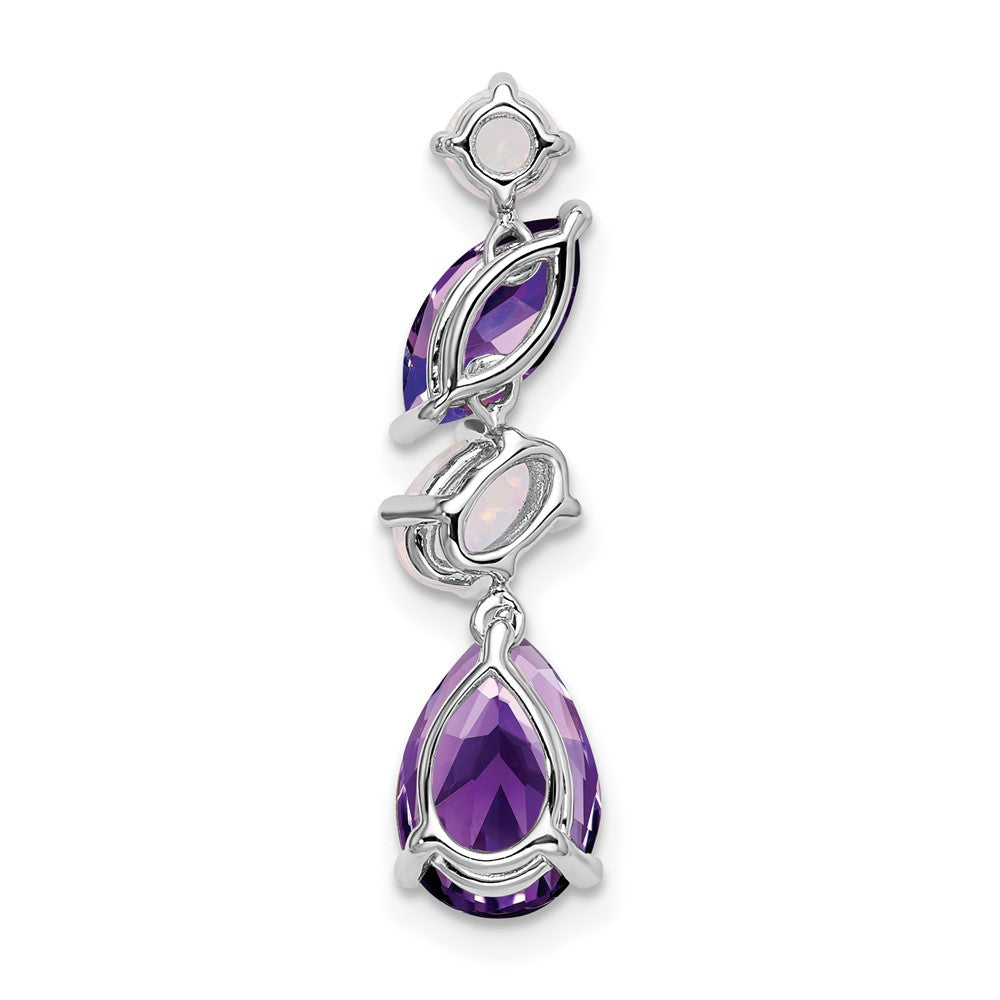 14k White Gold Amethyst and Opal Chain Slide (1 grams)
