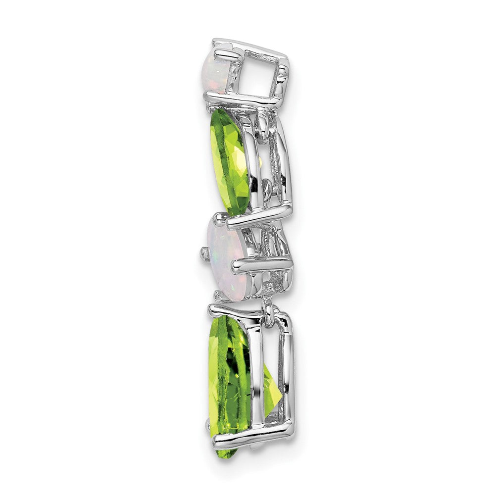 14k White Gold Peridot and Opal Chain Slide (1 grams)