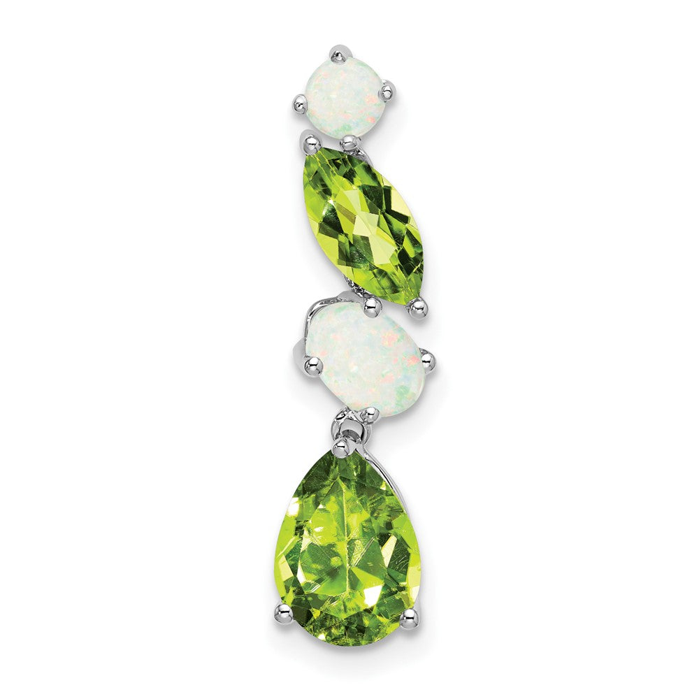 14k White Gold Peridot and Opal Chain Slide (1 grams)