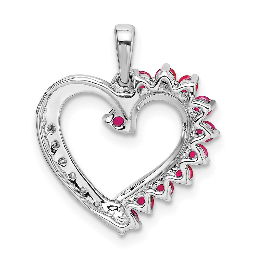 14k White Gold Ruby and Diamond Heart Pendant (2.35 grams)