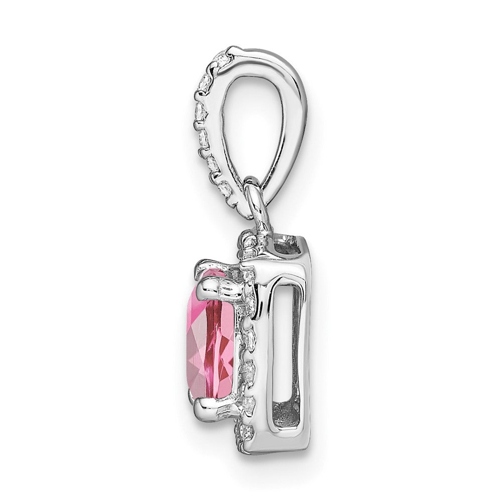 14k White Gold Pink Tourmaline & Diamond Pendant (1 grams)