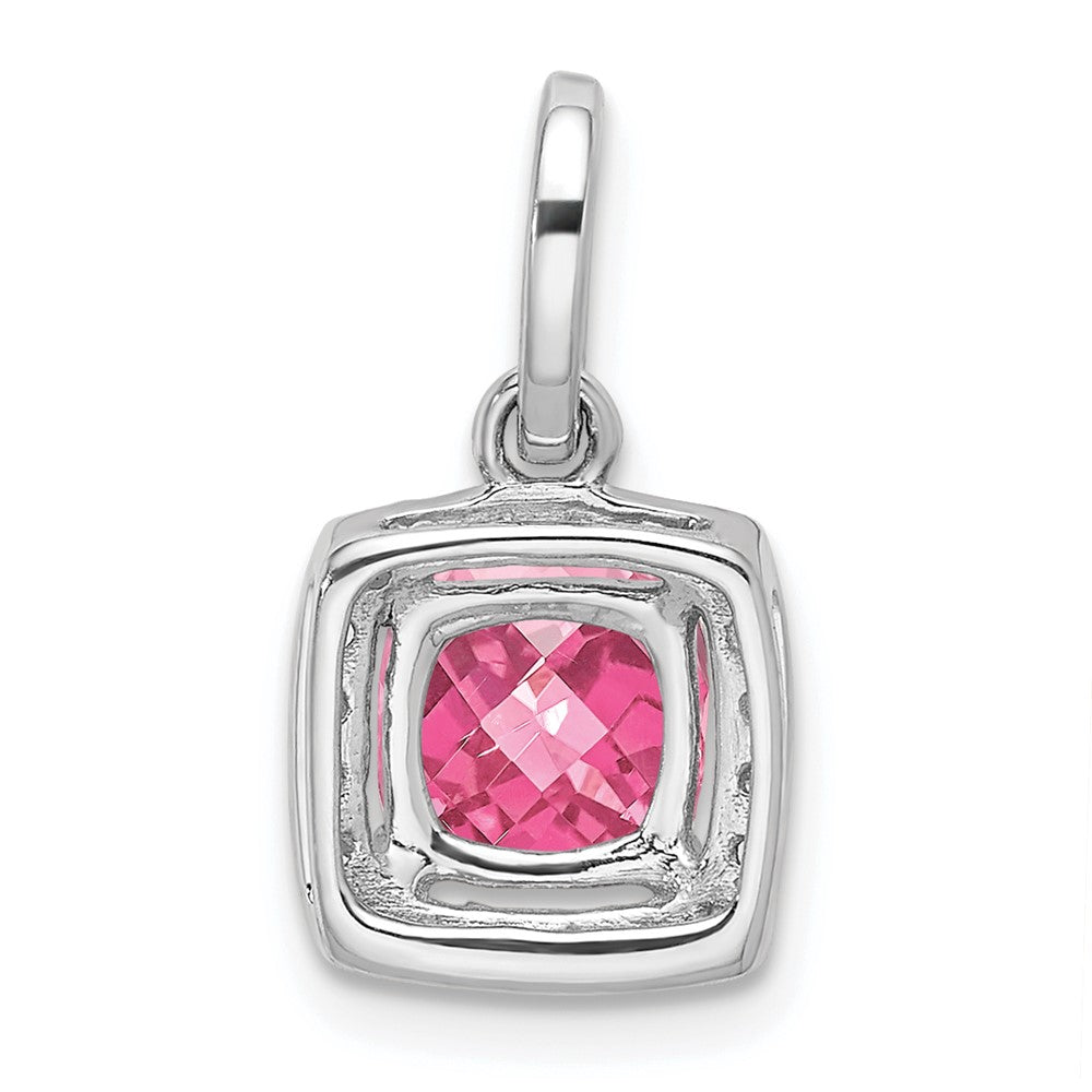 14k White Gold Pink Tourmaline & Diamond Pendant (1 grams)