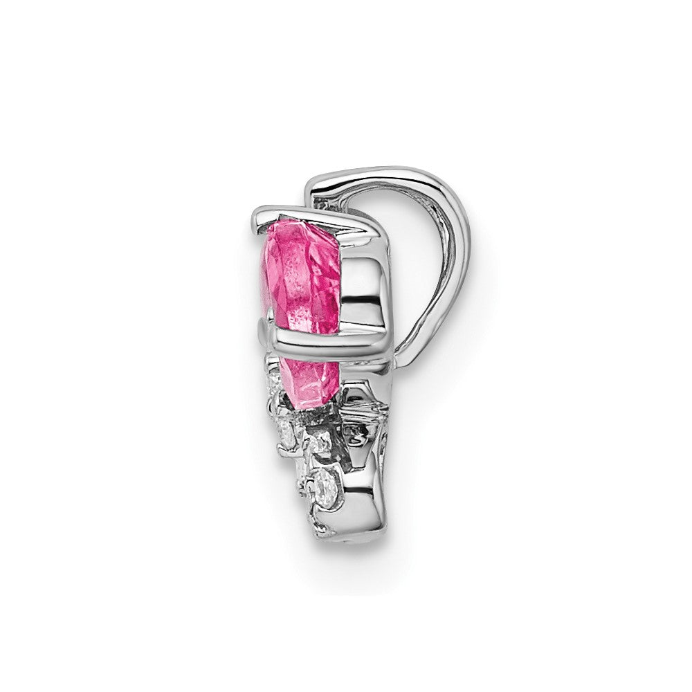 14k White Gold Pink Tourmaline & Diamond Butterfly Chain Slide (0.75 grams)