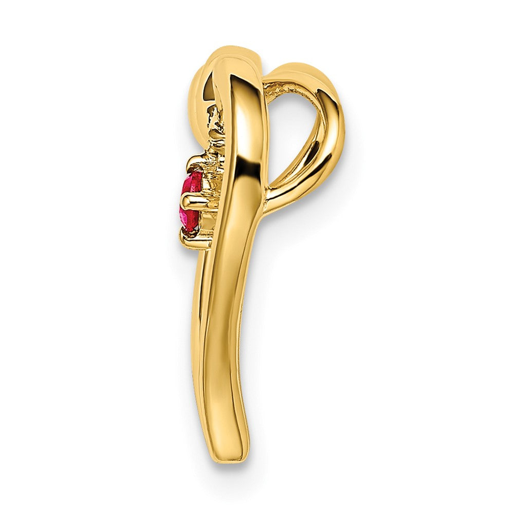 14k Polished Ruby Heart Chain Slide (1.35 grams)