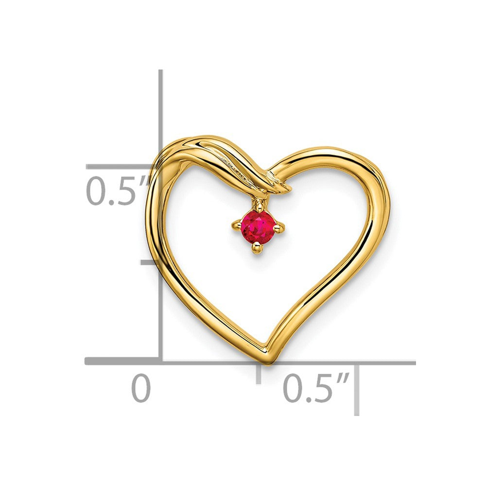 14k Polished Ruby Heart Chain Slide (1.35 grams)