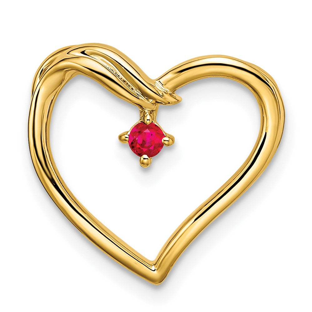 14k Polished Ruby Heart Chain Slide (1.35 grams)