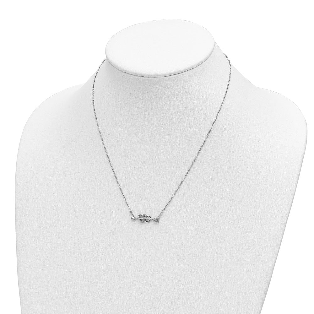 14k Two-tone 1/20 carat Diamond Hearts on Arrow 18 inch Necklace (2.47 grams)