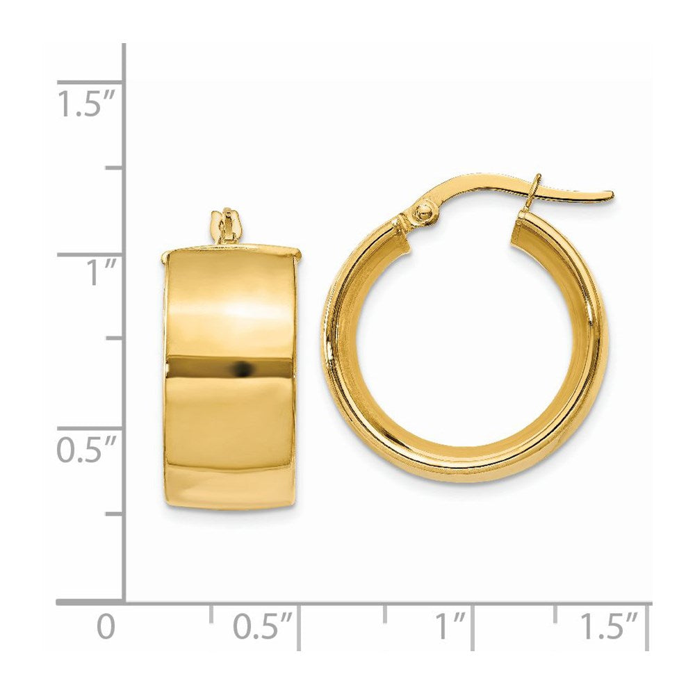 14k Yellow Gold 9.75 mm Polished Round Hoop Earrings (5.88 grams)