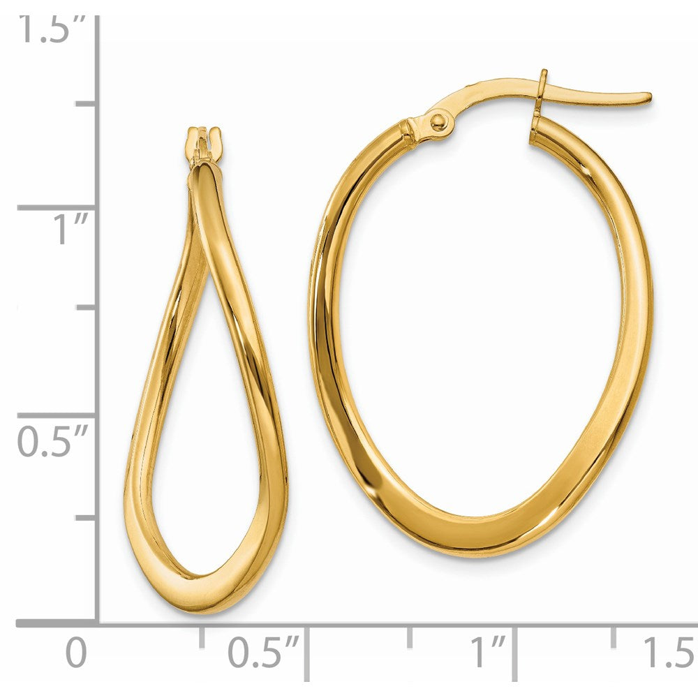 14k Yellow Gold 2 mm Polished Tapered Twist Hoop Earrings (1.64 grams)