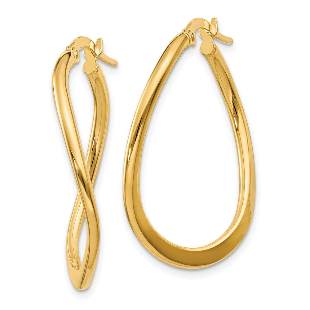 14k Yellow Gold 2 mm Polished Tapered Twist Hoop Earrings