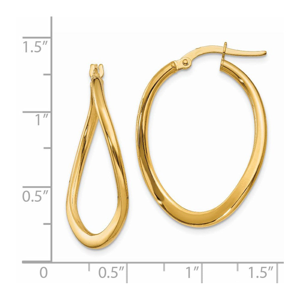 14k Yellow Gold 2 mm Polished Tapered Twist Hoop Earrings (1.64 grams)