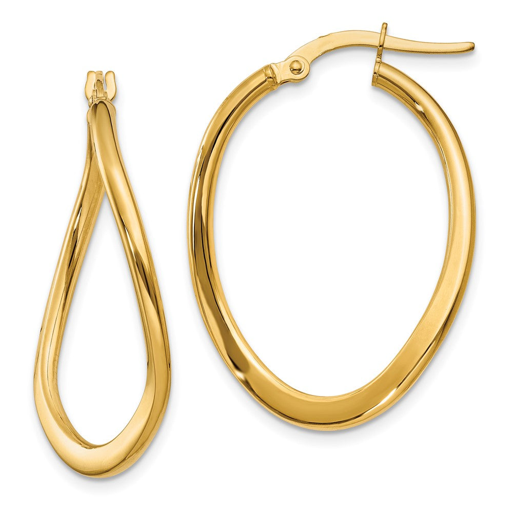 14k Yellow Gold 2 mm Polished Tapered Twist Hoop Earrings