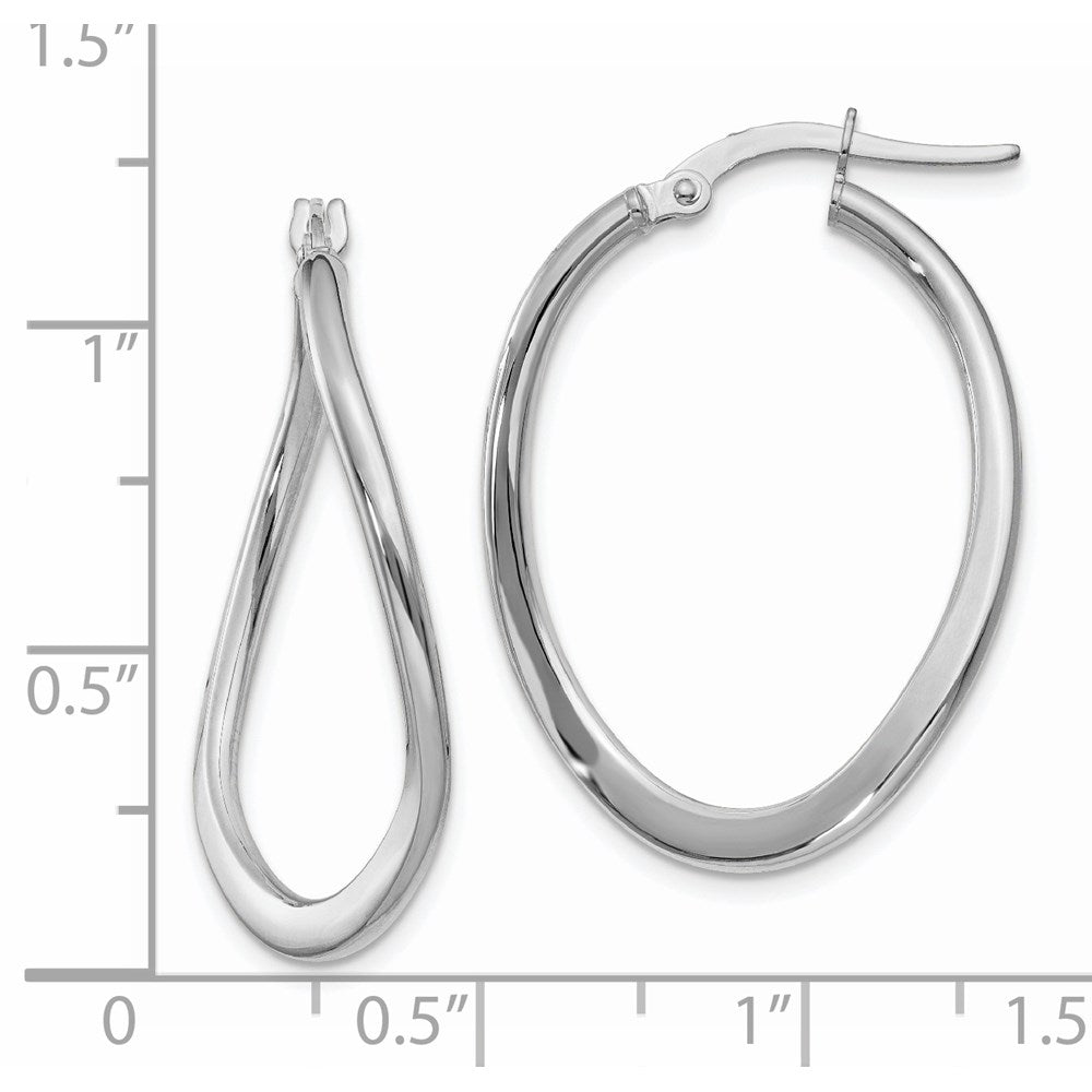 14k White Gold 2 mm Tapered Twist Hoop Earrings (1.57 grams)