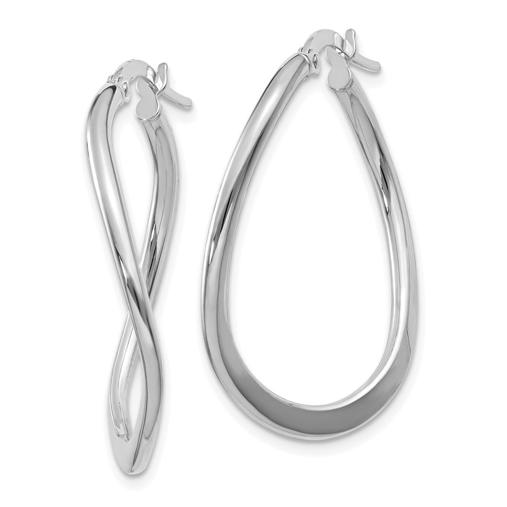 14k White Gold 2 mm Tapered Twist Hoop Earrings (1.57 grams)