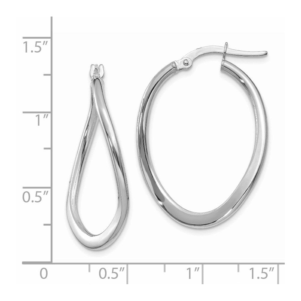 14k White Gold 2 mm Tapered Twist Hoop Earrings (1.57 grams)