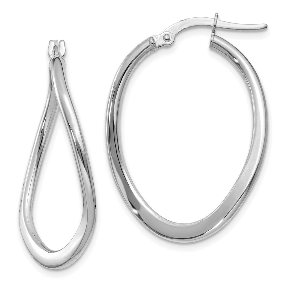 14k White Gold 2 mm Tapered Twist Hoop Earrings