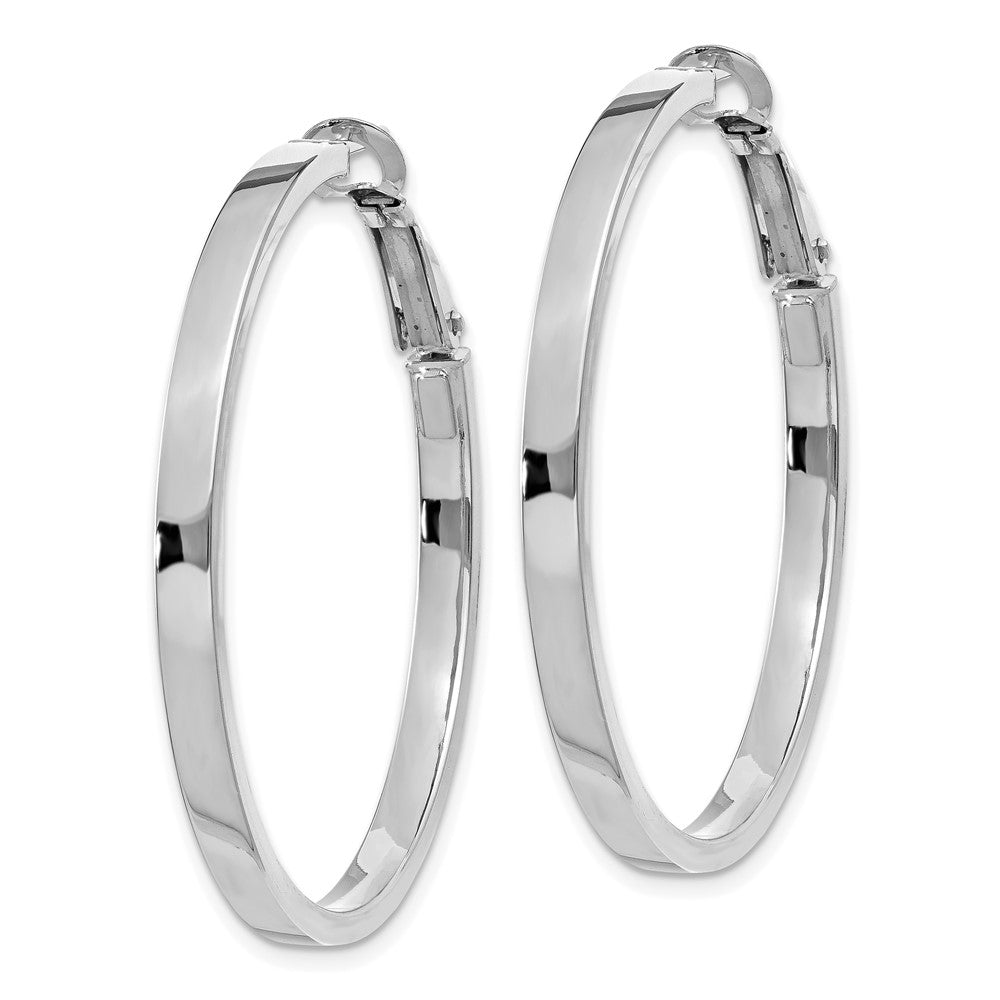 14k White Gold 41 mm Polished Square Tube Round Hoop Earrings