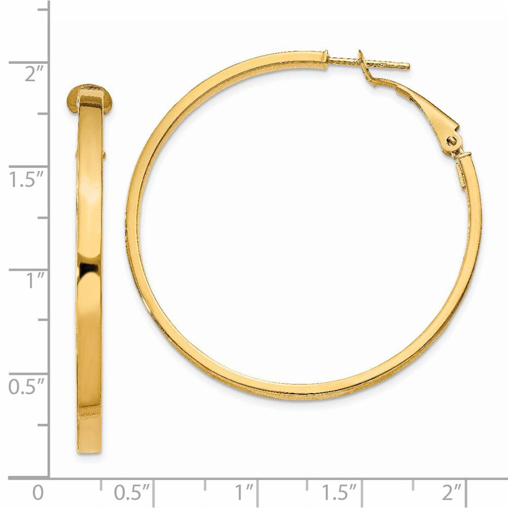 14k Yellow Gold 46 mm Polished Square Tube Round Hoop Earrings (3.34 grams)