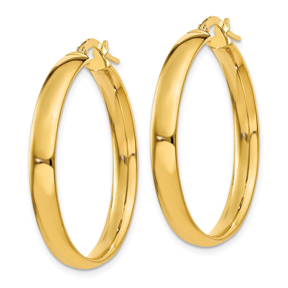 14k Yellow Gold 4 mm Polished Hoop Earrings (3.27 grams)