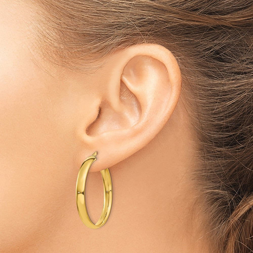 14k Yellow Gold 4 mm Polished Hoop Earrings (3.27 grams)