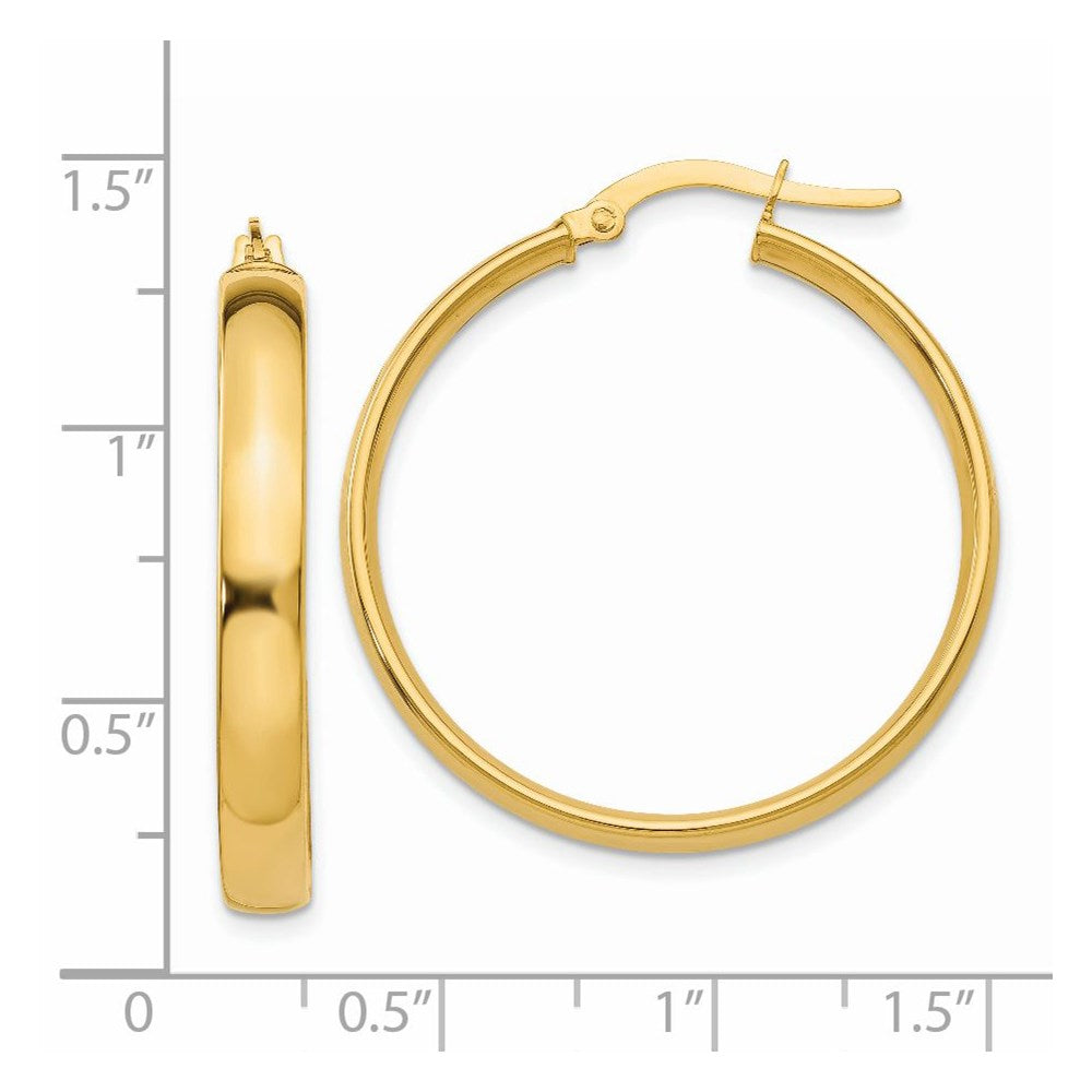 14k Yellow Gold 4 mm Polished Hoop Earrings (3.27 grams)