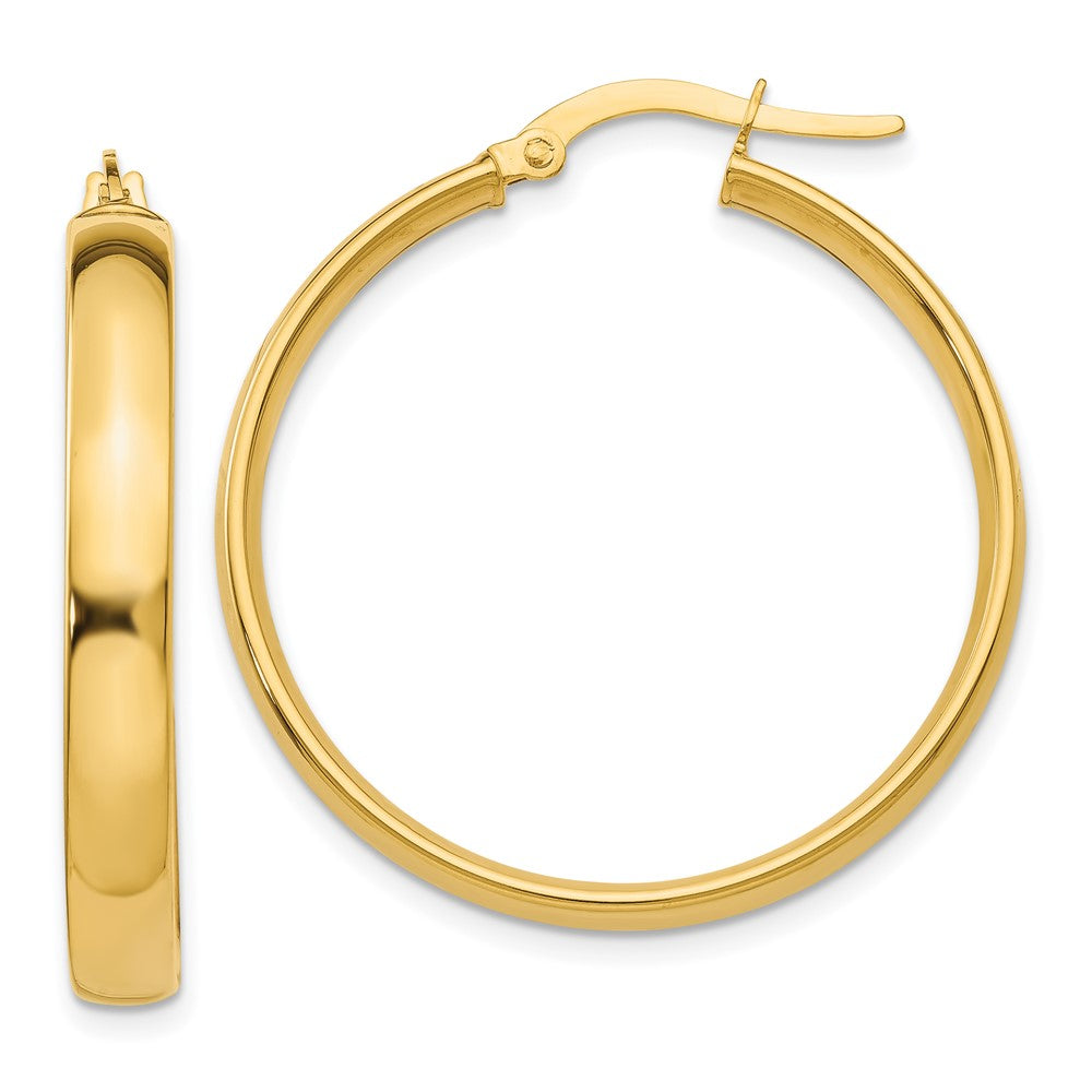 14k Yellow Gold 4 mm Polished Hoop Earrings