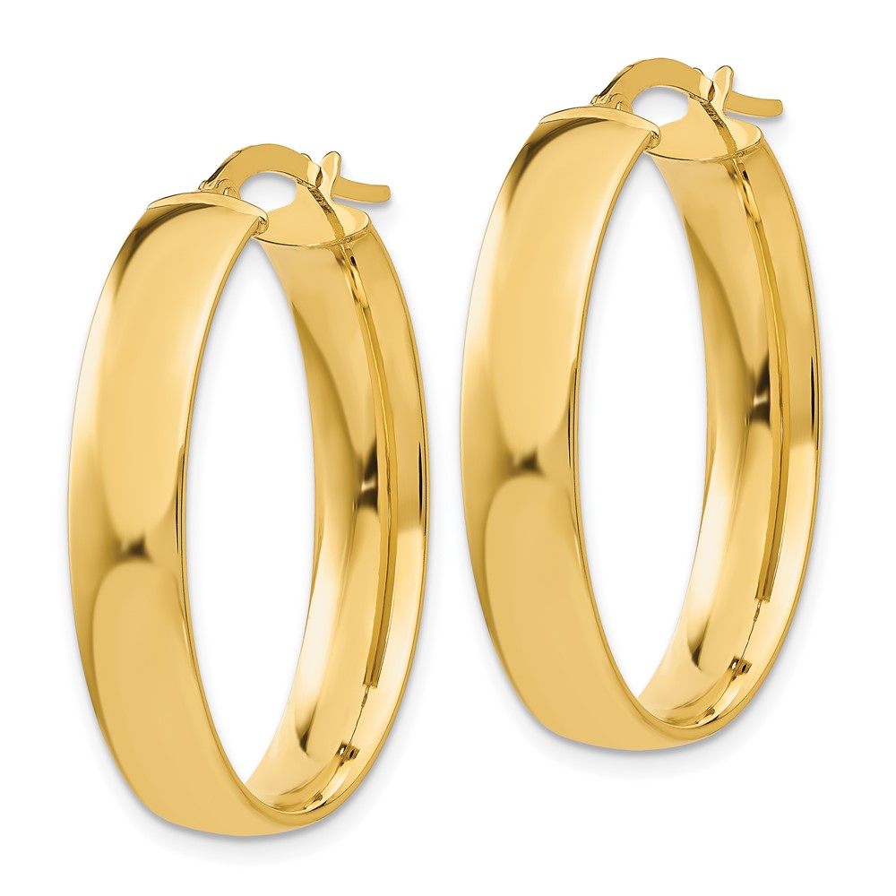 14k Yellow Gold 23 mm Polished Oval Hoop Earrings