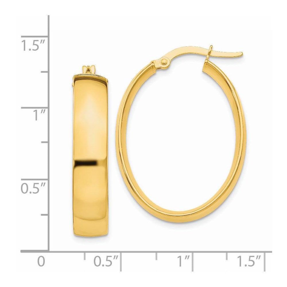 14k Yellow Gold 23 mm Polished Oval Hoop Earrings (2.85 grams)