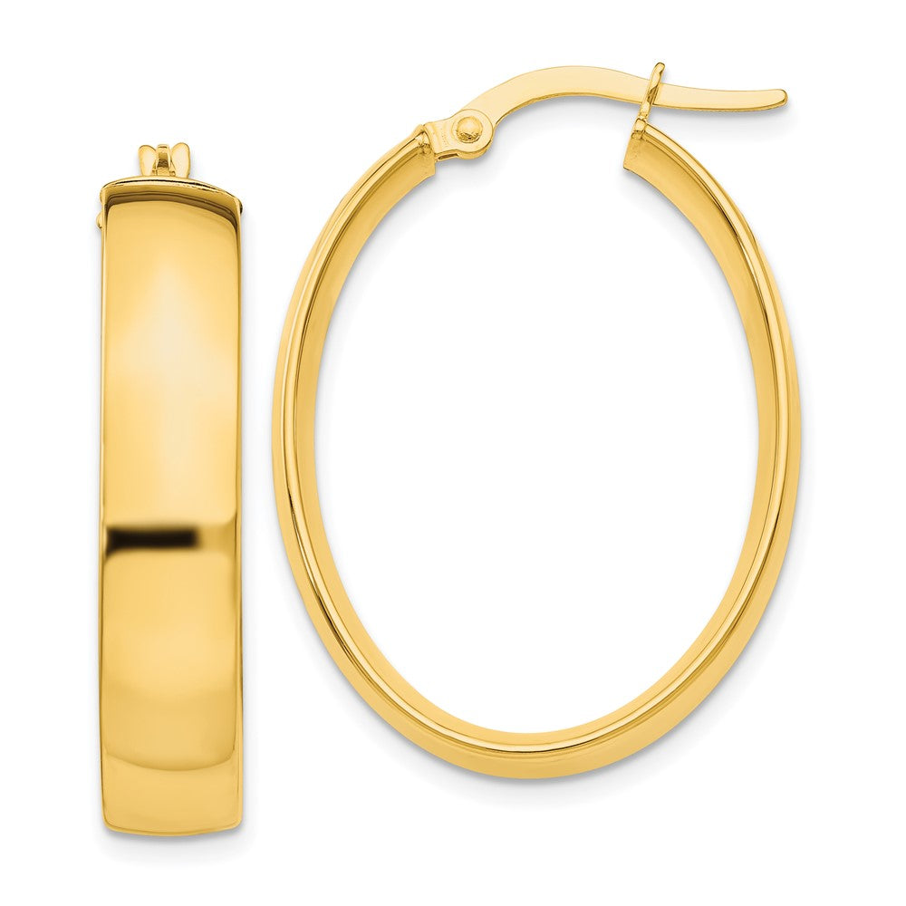 14k Yellow Gold 23 mm Polished Oval Hoop Earrings