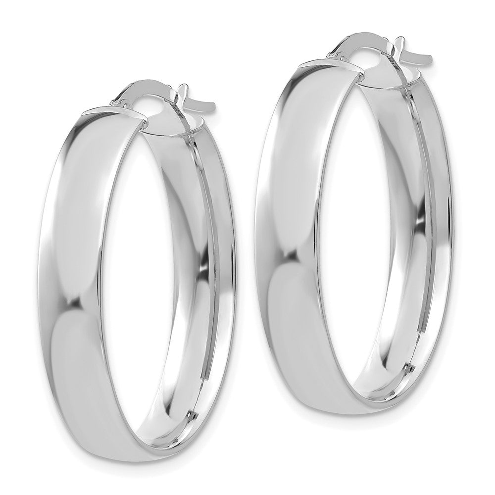 14k White Gold 23 mm Polished Oval Hoop Earrings