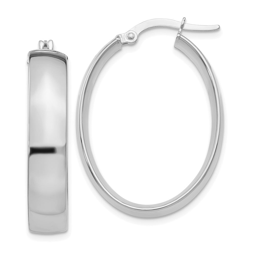 14k White Gold 23 mm Polished Oval Hoop Earrings (2.92 grams)