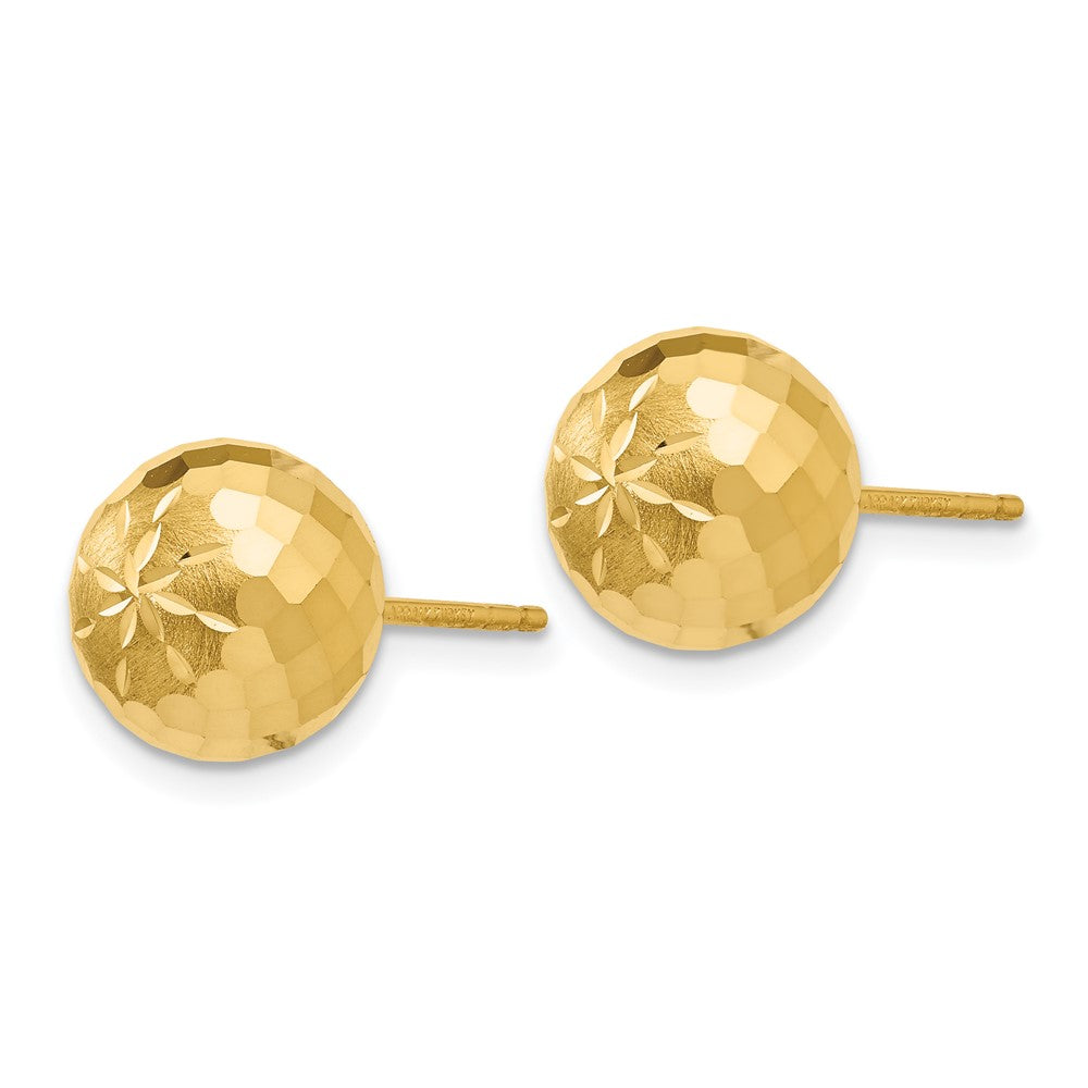 14k Yellow Gold 9 mm Diamond-cut Mirror Ball Post Earrings (1.62 grams)