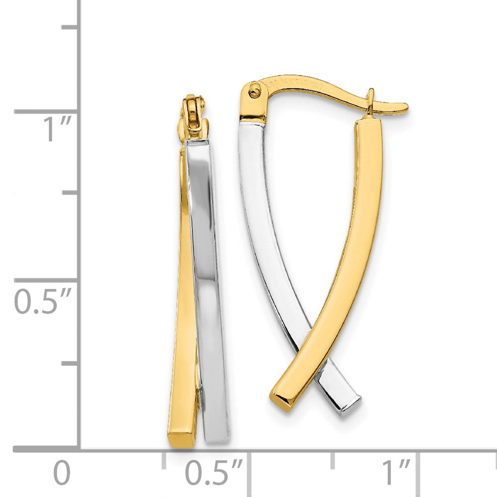 14k Two-tone 6 mm Two-tone Hinged Tube Earrings (1.62 grams)