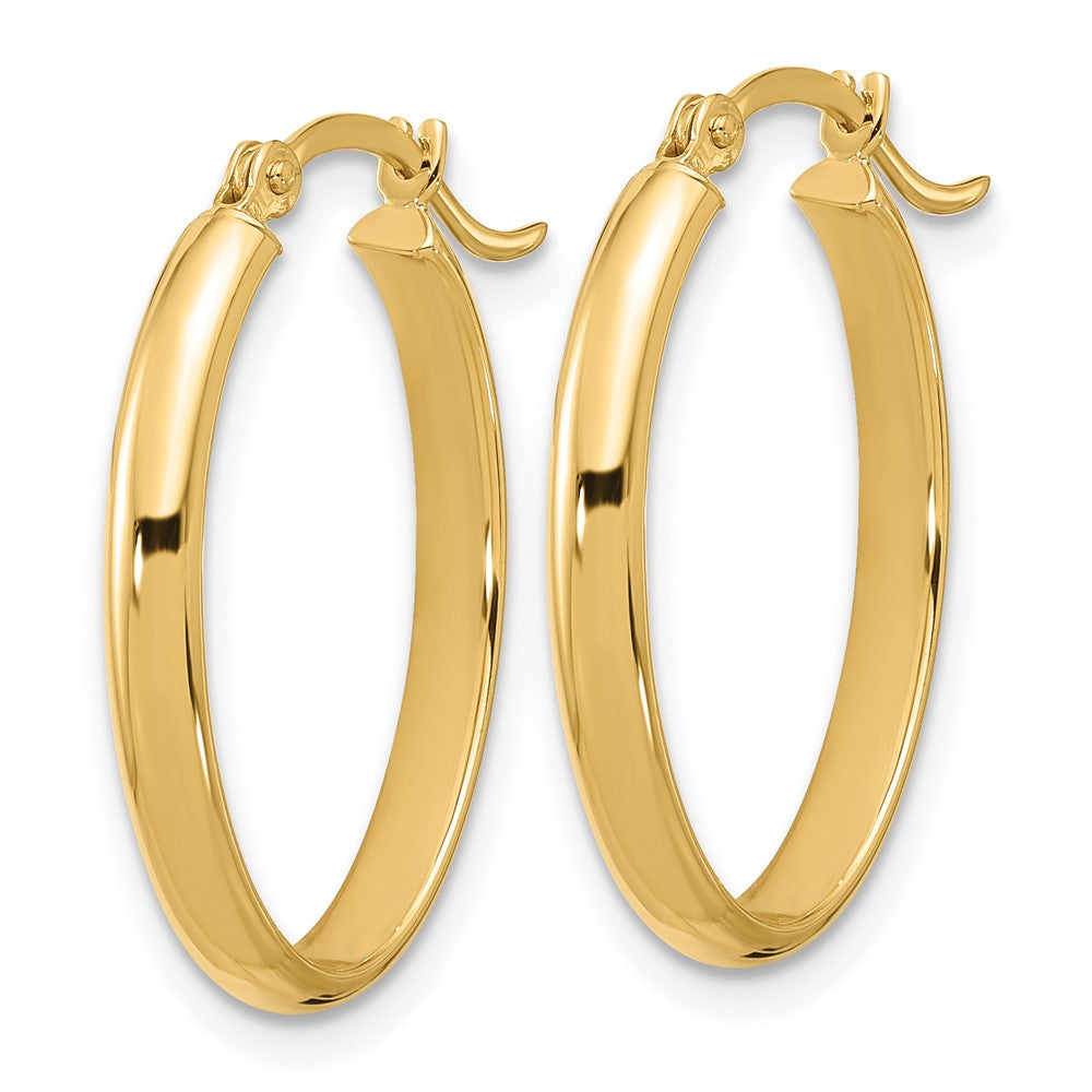 14k Yellow Gold 17 mm Oval Hoop Earrings