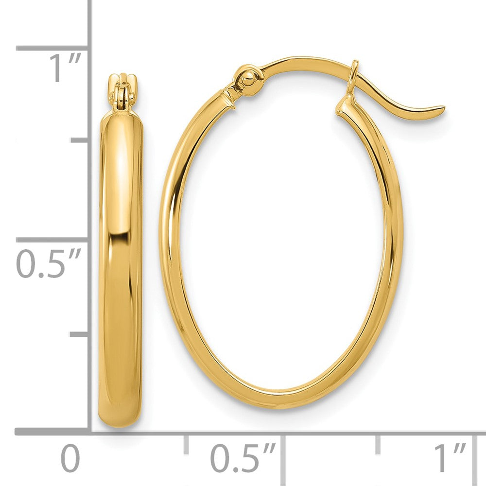 14k Yellow Gold 17 mm Oval Hoop Earrings (1.48 grams)