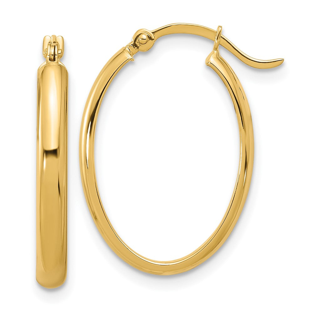 14k Yellow Gold 17 mm Oval Hoop Earrings