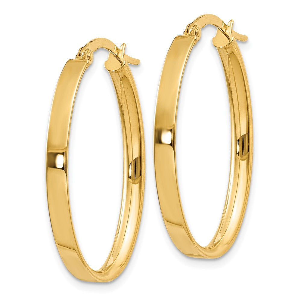 14k Yellow Gold 22 mm Oval Hoop Earrings