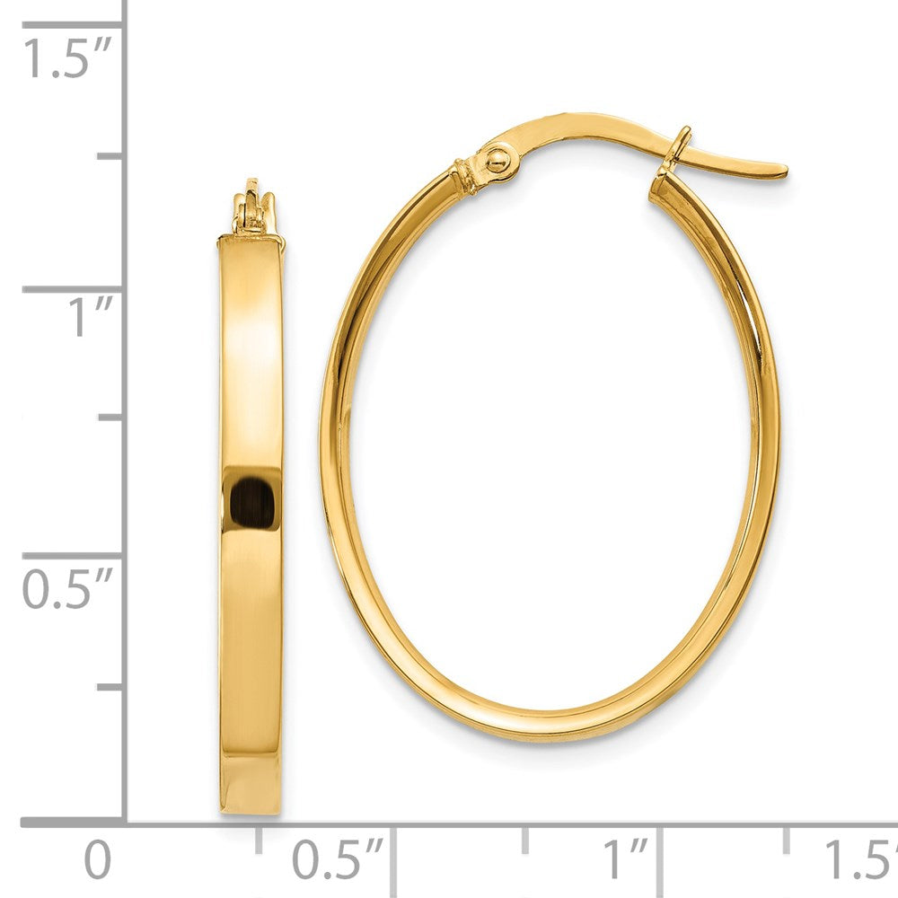 14k Yellow Gold 22 mm Oval Hoop Earrings (1.7 grams)